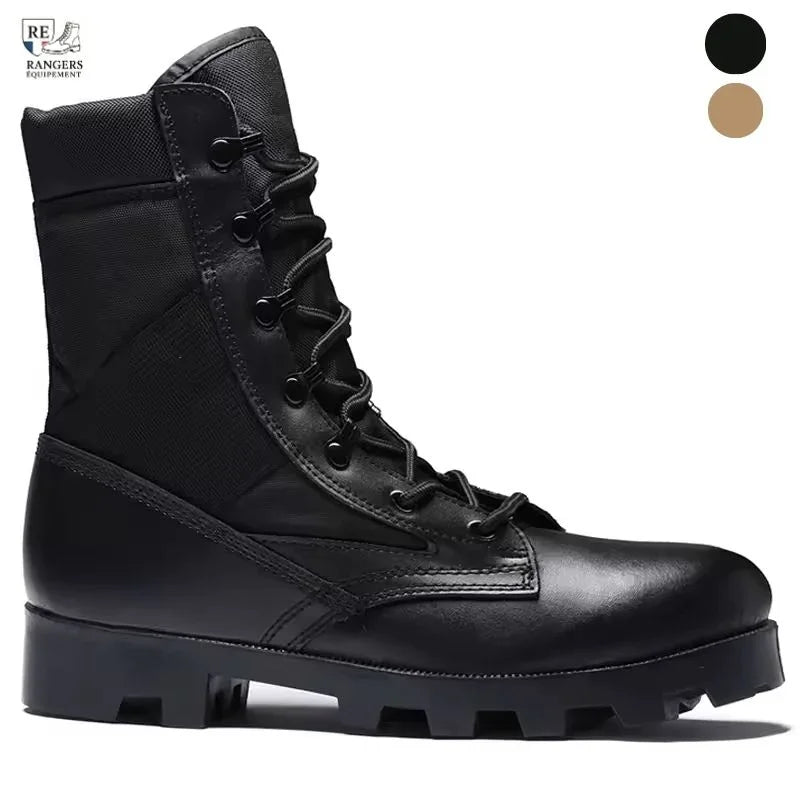 Chaussure rangers noire pour femme en vue de profil, avec tige montante et semelle crantée