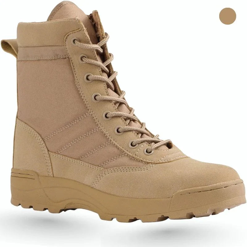 Botte style rangers femme de couleur beige, dotée d’un laçage montant et d’un design robuste pour une allure militaire et fonctionnelle