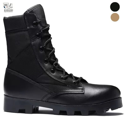 Chaussure rangers noire pour femme en vue de profil, avec tige montante et semelle crantée