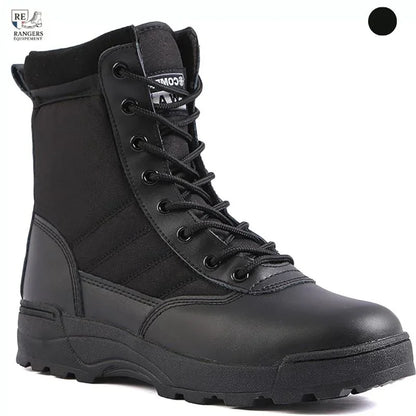 Chaussures d'intervention homme noires en cuir renforcé avec tige montante et semelle crantée
