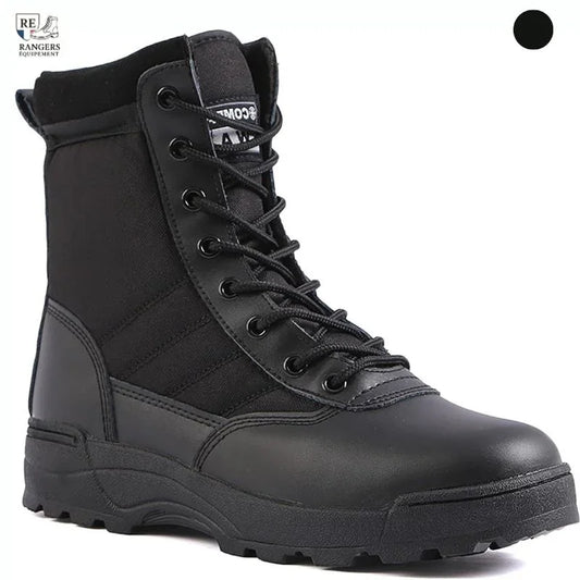 Chaussures d'intervention homme noires en cuir renforcé avec tige montante et semelle crantée