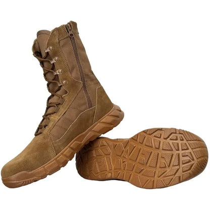 Chaussures rangers cuir femme camel avec fermeture zippée latérale et semelle antidérapante