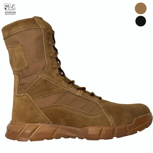 Chaussure rangers femme en cuir suédé camel avec semelle renforcée, vue latérale