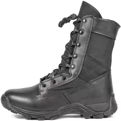 Vue du côté opposé d’une chaussure rangers Sentinel noire, révélant les détails de conception